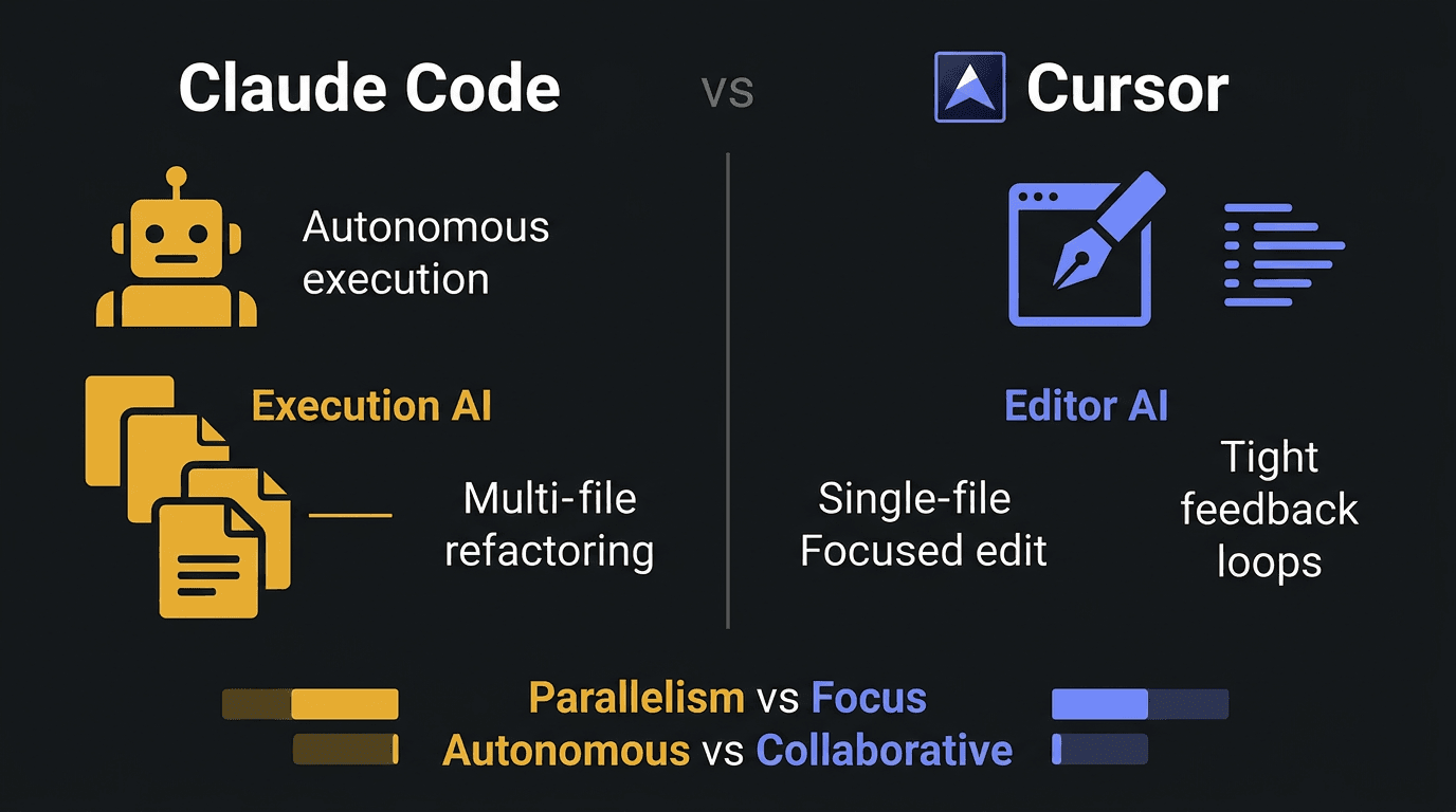 Cover Image for Claude Code vs Cursor in 2026: Execution AI vs Editor AI
