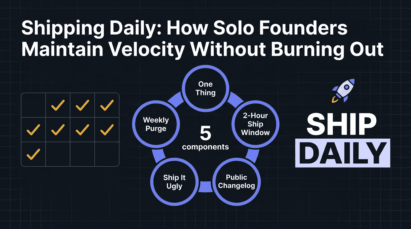 Cover Image for Shipping Daily: How Solo Founders Maintain Velocity Without Burning Out