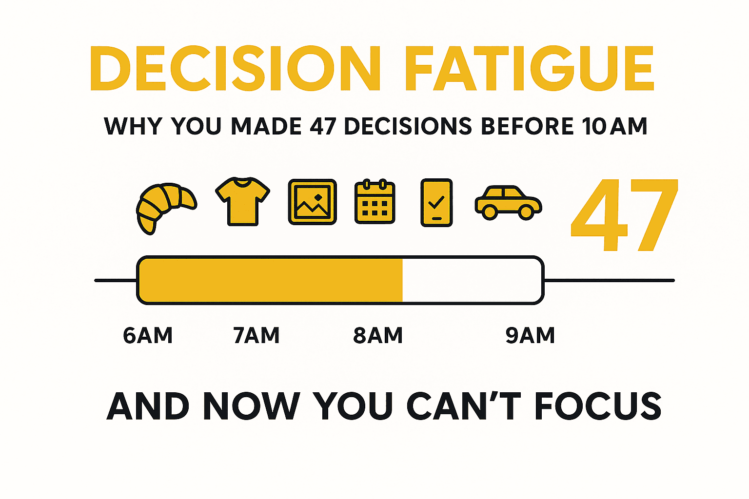 Cover Image for Decision Fatigue: Why You Made 47 Decisions Before 10 AM and Now You Can't Focus